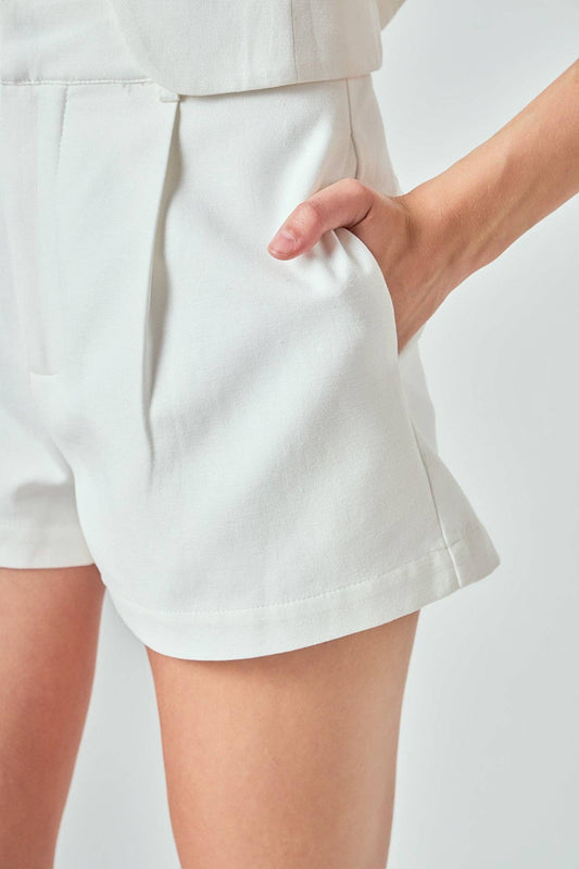 Linen Pintucked Shorts