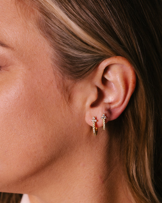 Sparkle Trinity Pavé Huggie