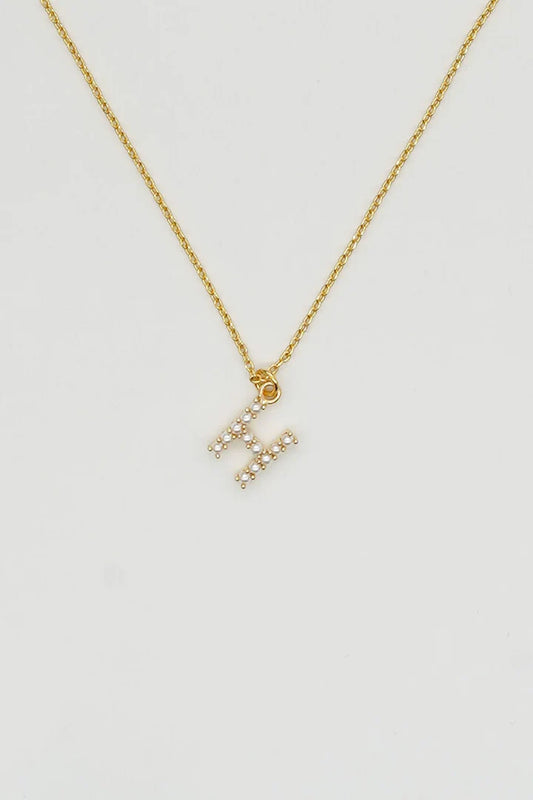 Dainty Pearl Initial Necklace