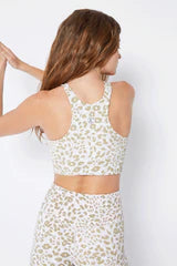 Harper Ribbed Biker Short in Sand Cheeta Print