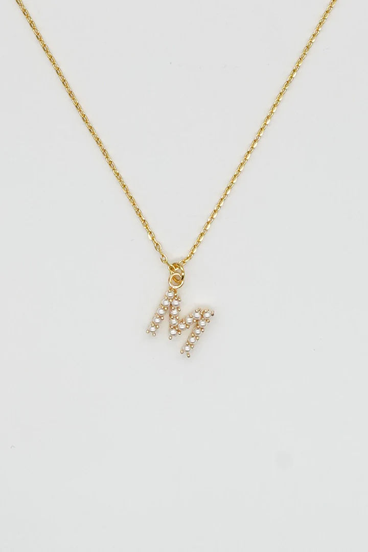 Dainty Pearl Initial Necklace