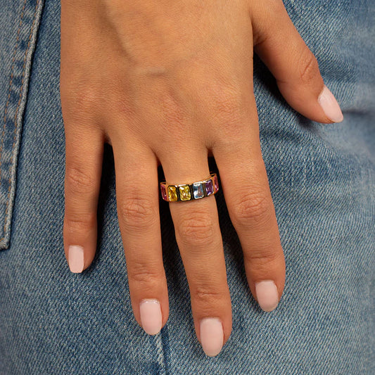 Colored Bezel Baguette Ring