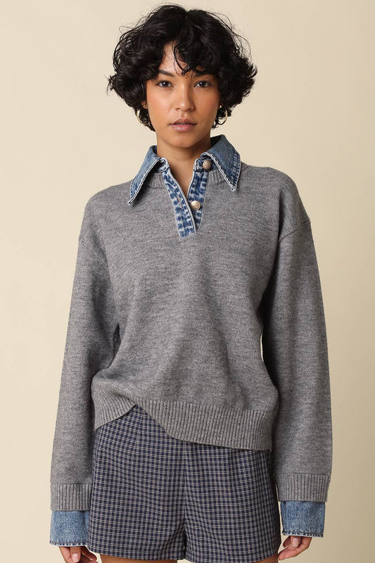 Denim Contrast Knit