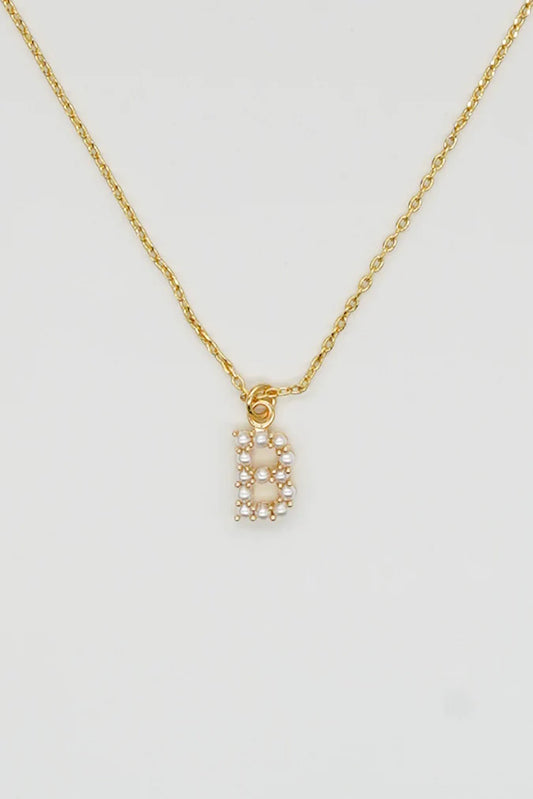 Dainty Pearl Initial Necklace