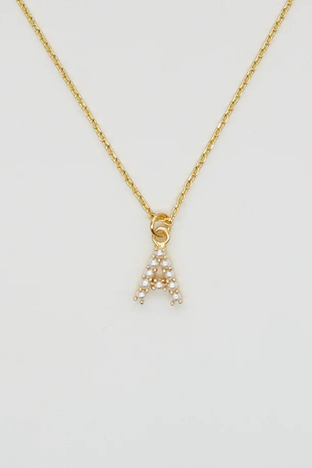 Dainty Pearl Initial Necklace
