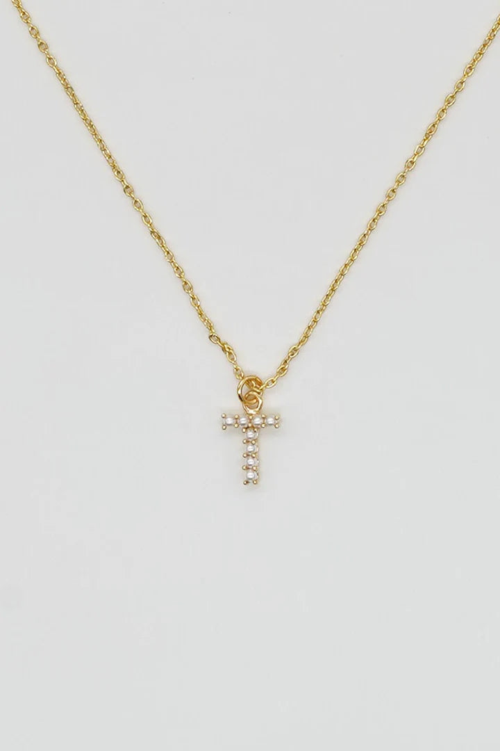 Dainty Pearl Initial Necklace
