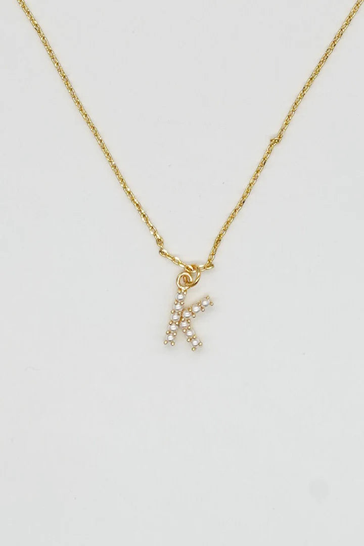 Dainty Pearl Initial Necklace