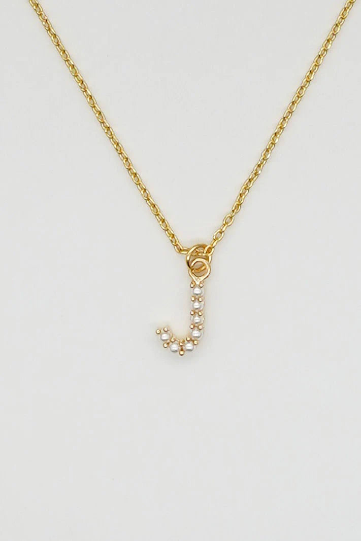 Dainty Pearl Initial Necklace