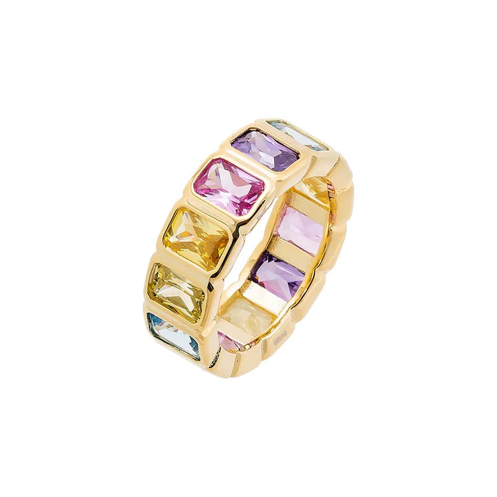 Colored Bezel Baguette Ring