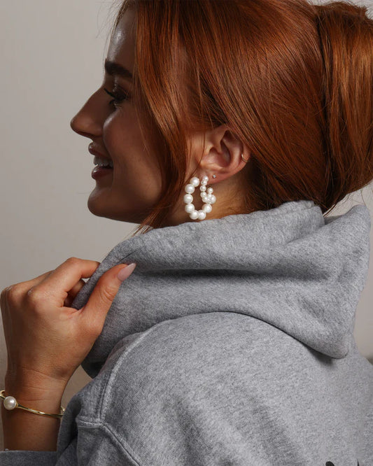 Life's A Ball Pearl Baby Hoops