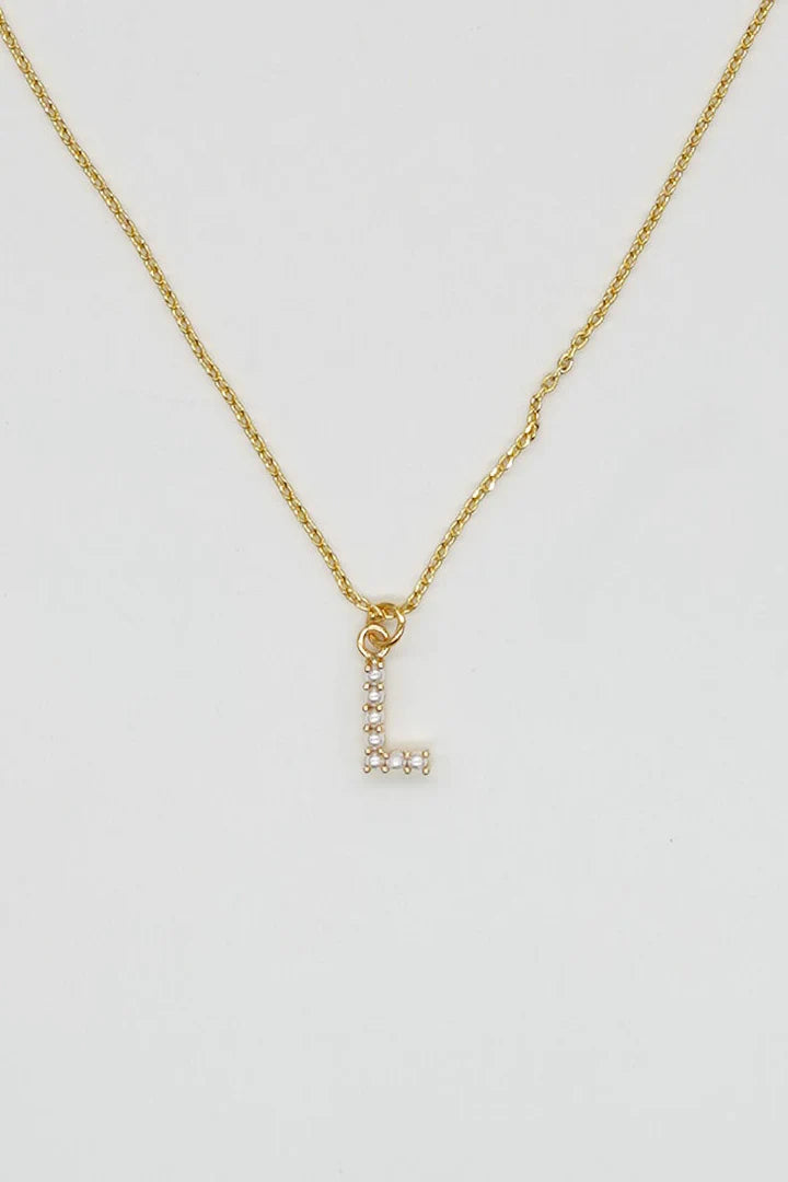 Dainty Pearl Initial Necklace