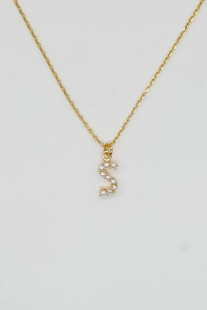 Dainty Pearl Initial Necklace