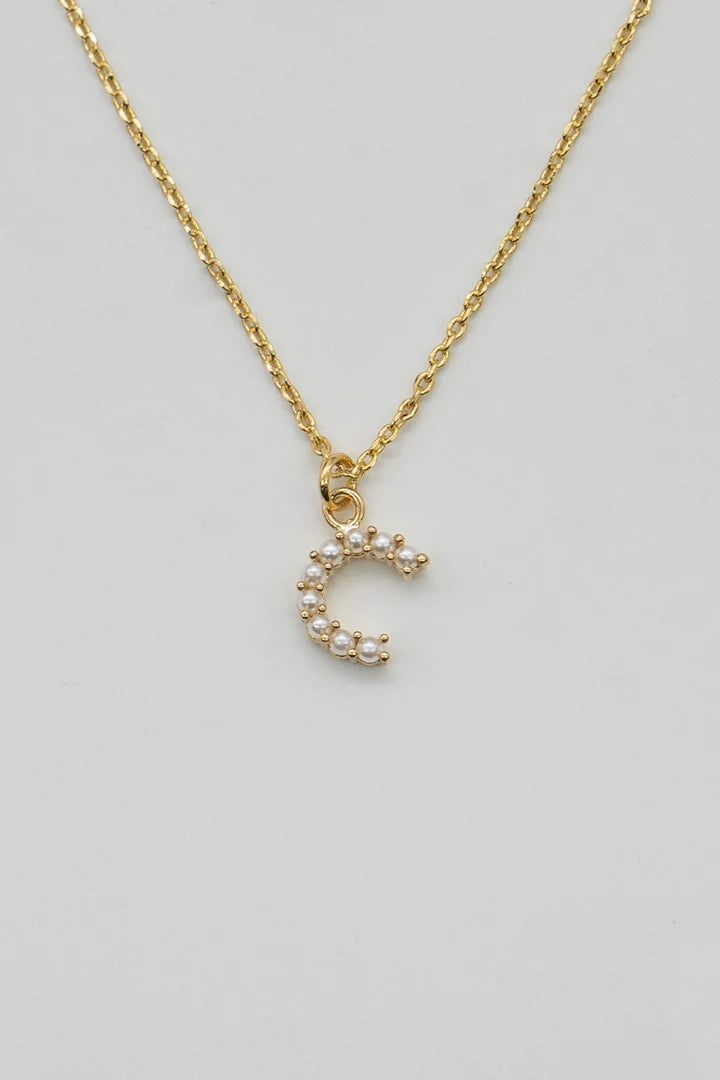 Dainty Pearl Initial Necklace