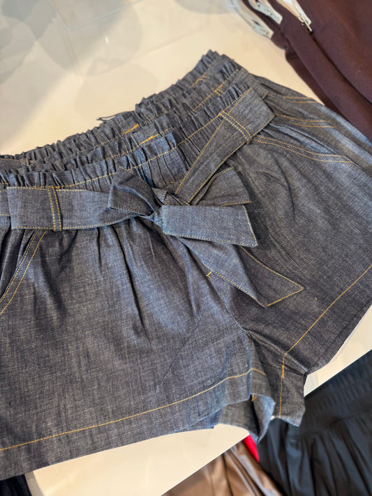 Paper Bag Denim Shorts