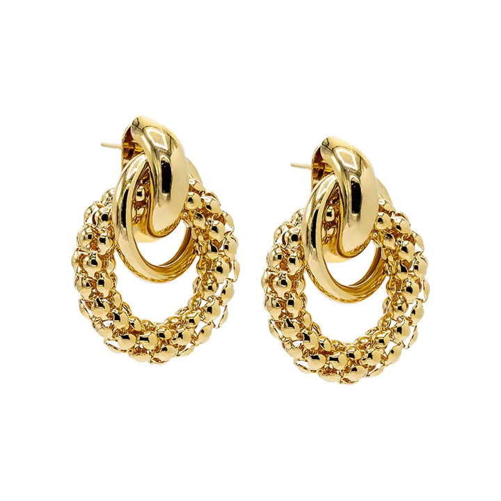 Dangling Interlocked Circles Studs