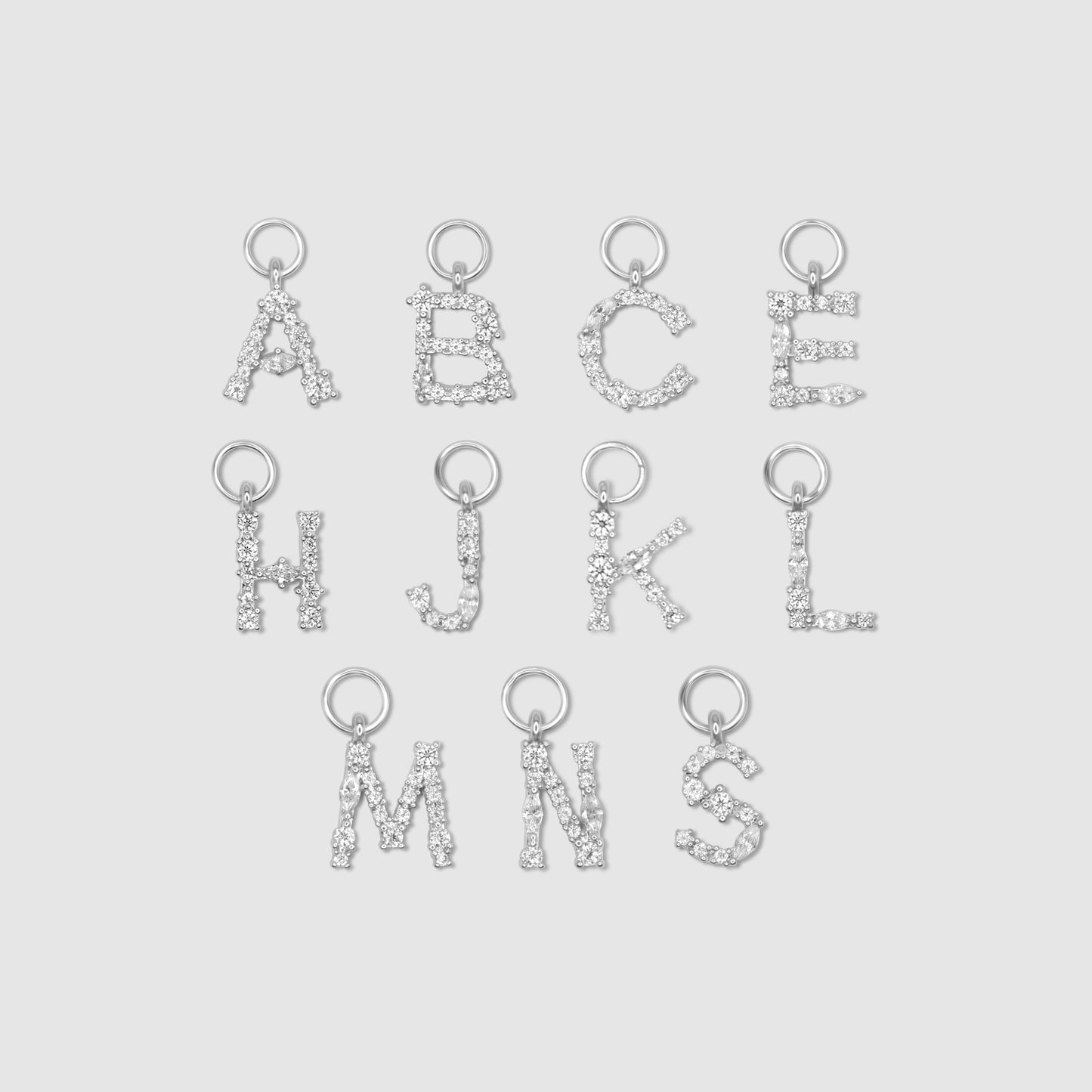 Mixed Stone Letter Charm