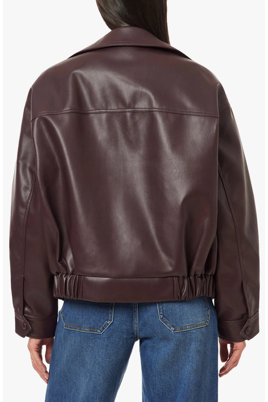 Wine Faux Leather Jacket
