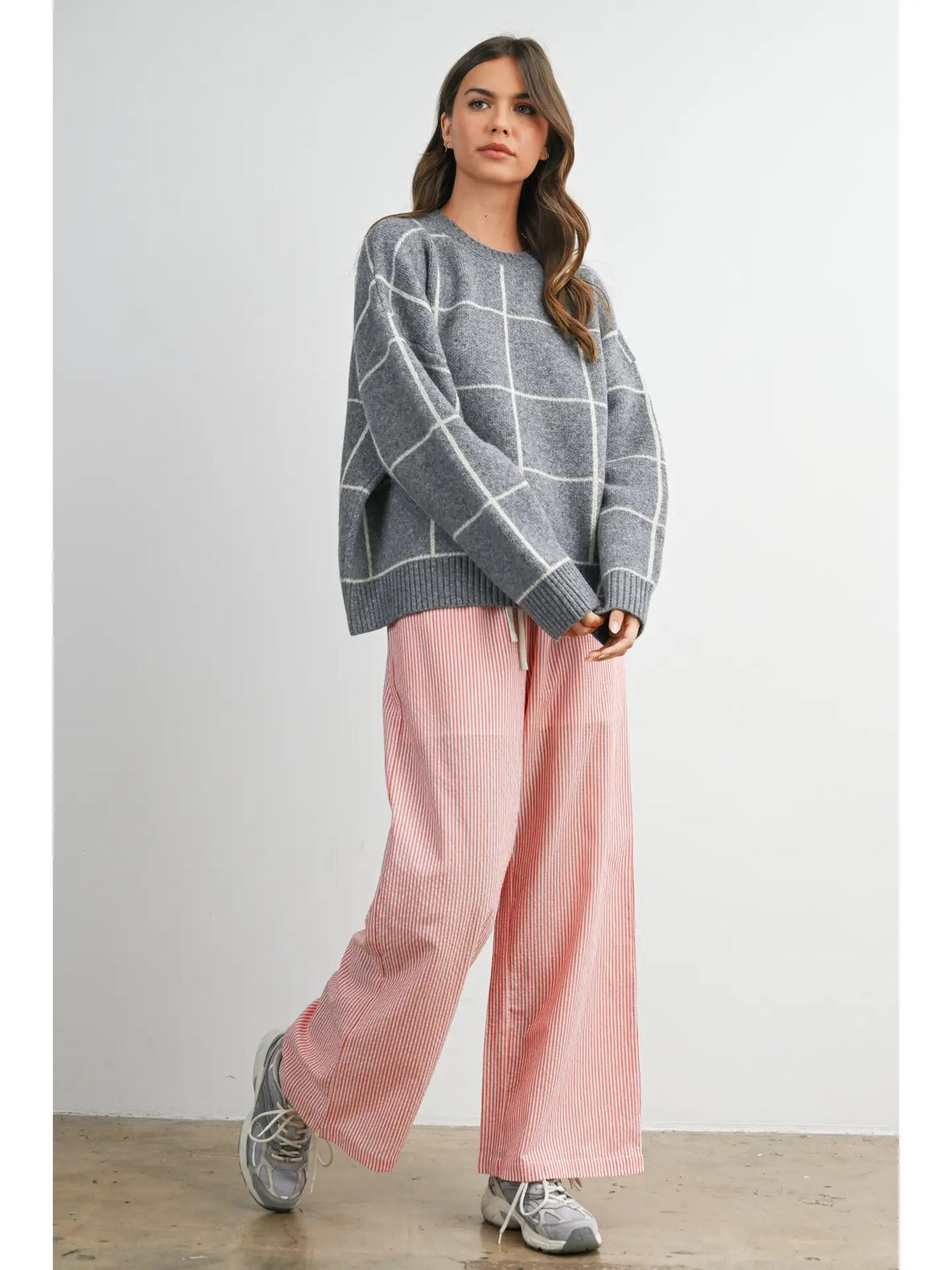 Checkered Knit Sweater