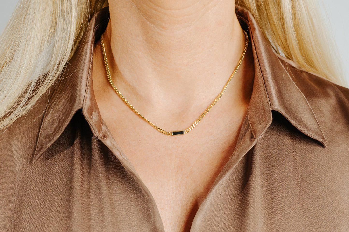 Black Onyx Bar Necklace