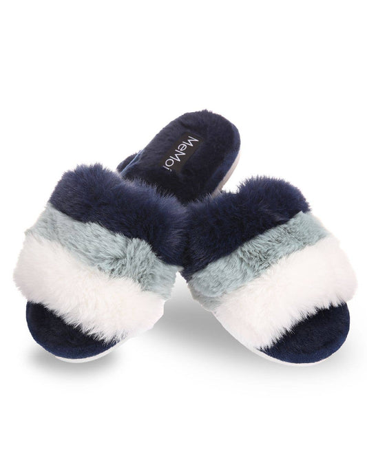 Navy Stripe Slippers