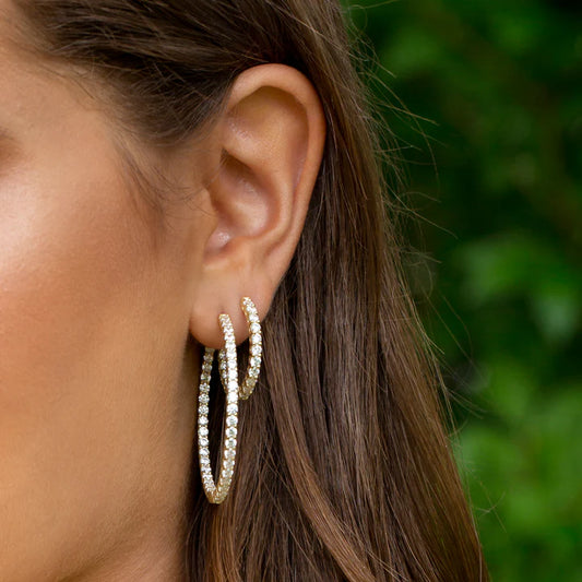 Thin Bezel Hoop Earring