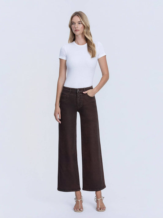COFFEE COATED WIDE LEG JEANS