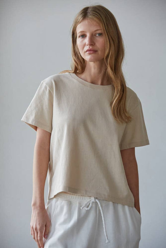 Tan Cotton Crew Neck