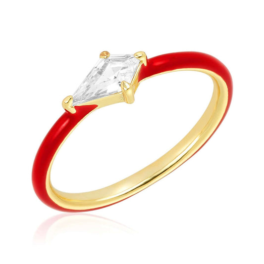 Cherry Red Enamel Ring