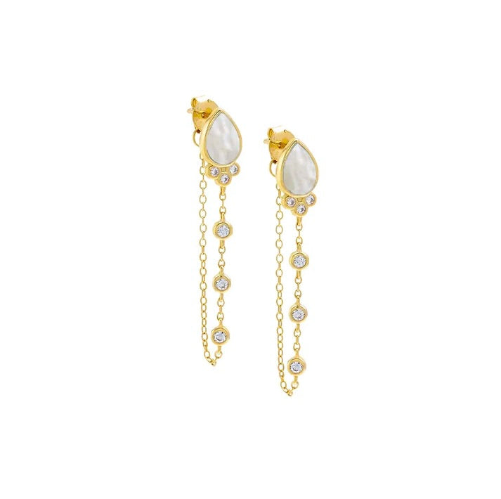 Stone Front Back Drop Stud
