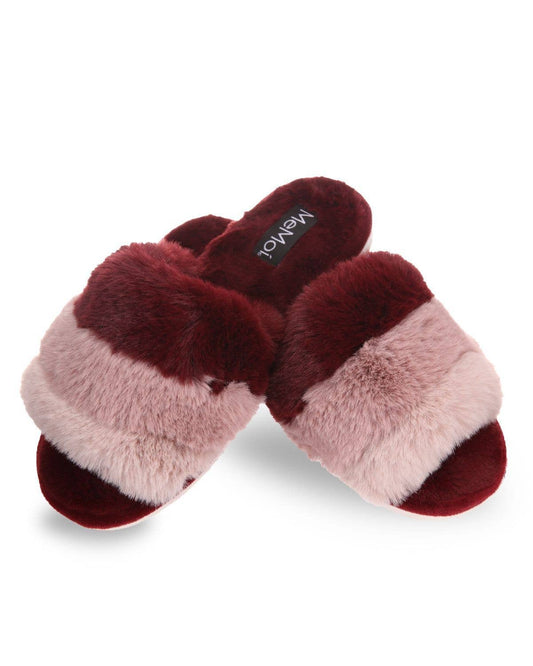 Burgundy Stripe Slippers