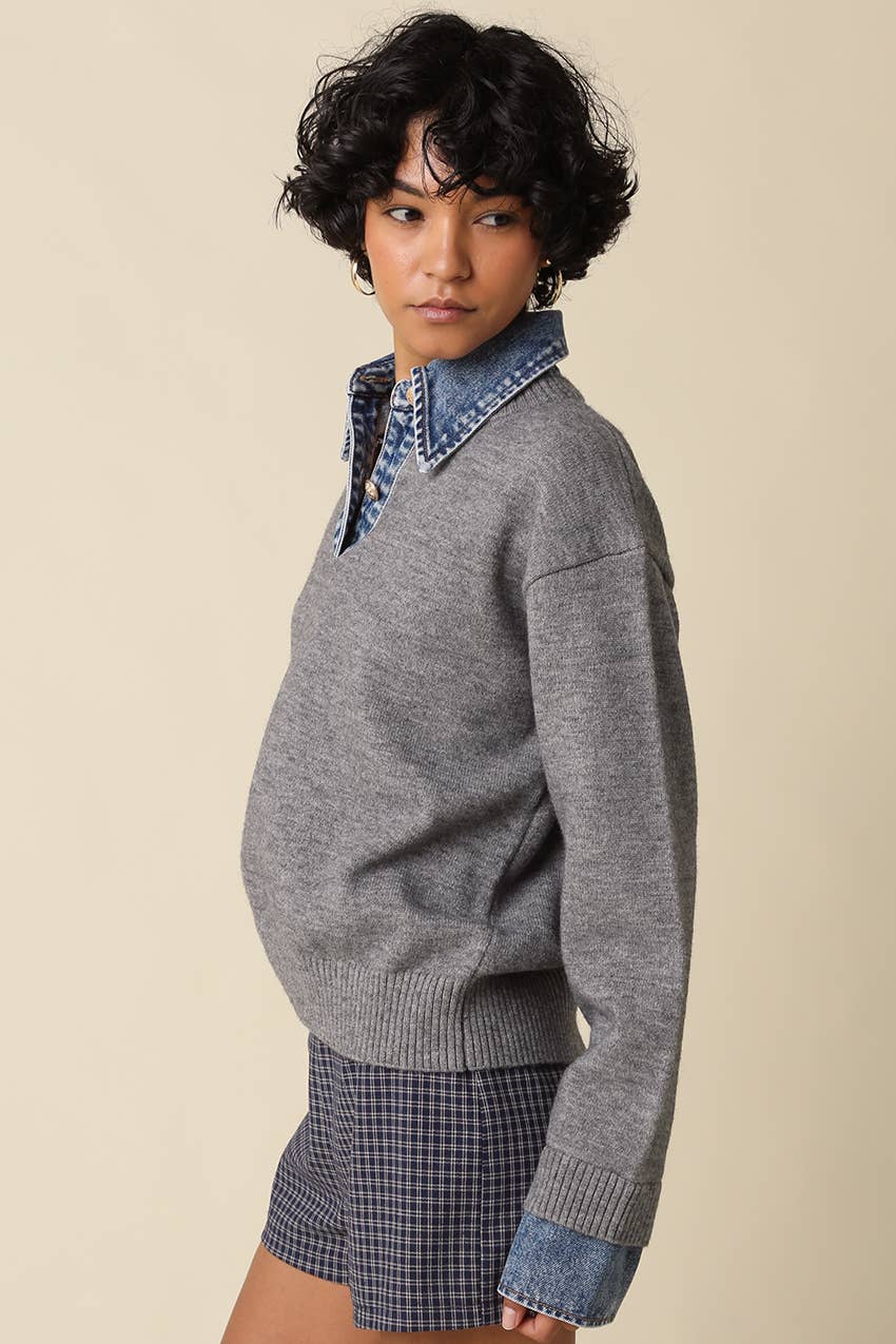 Denim Contrast Knit