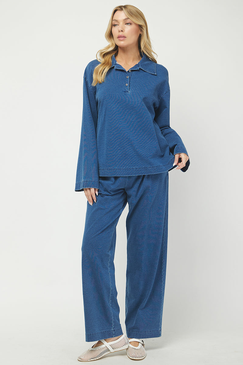 Knit Denim Sweatpants