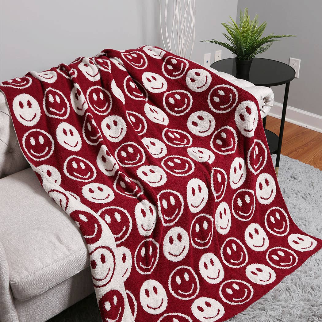 Burgundy Smiley Blanket