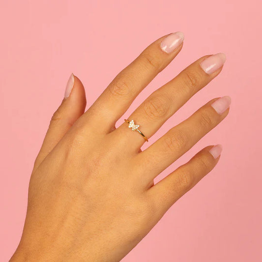 Dainty Butterfly Pave Ring