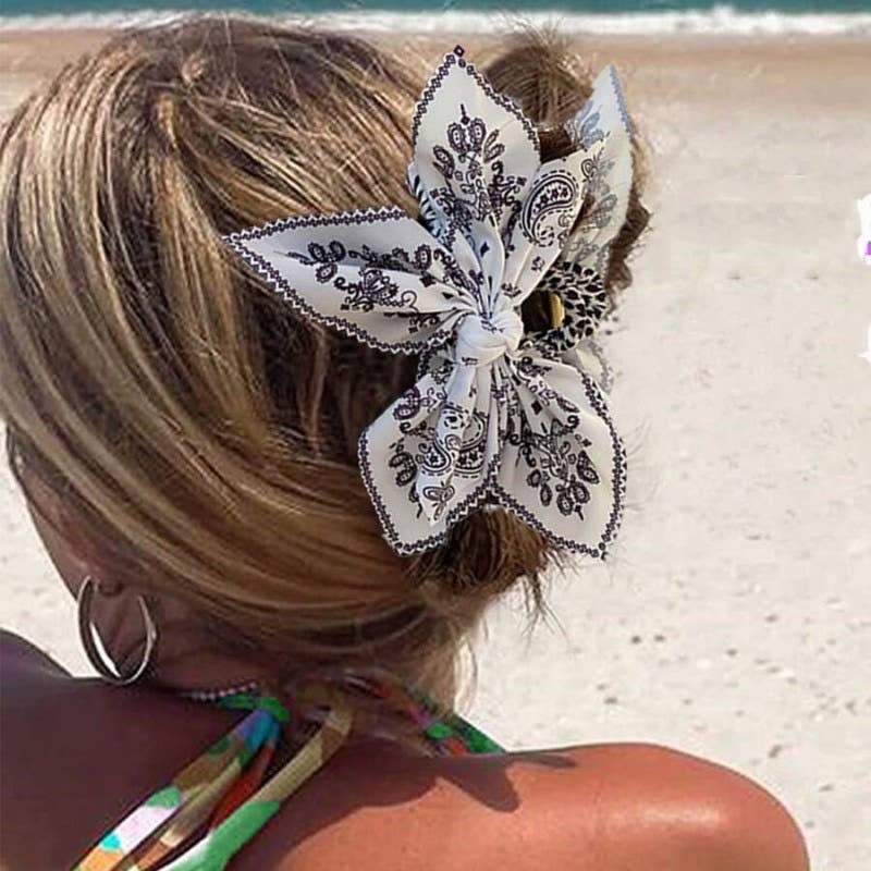 Boho Paisley Hair Bow Clip