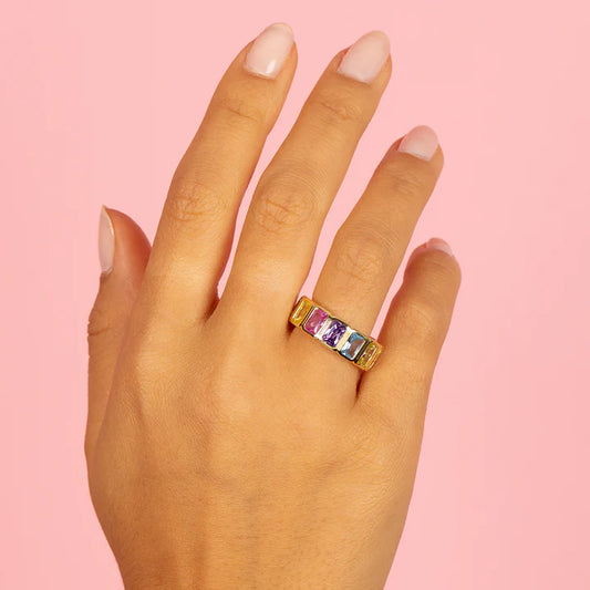 Colored Bezel Baguette Ring