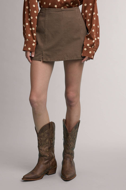 Chocolate Denim Mini Skirt