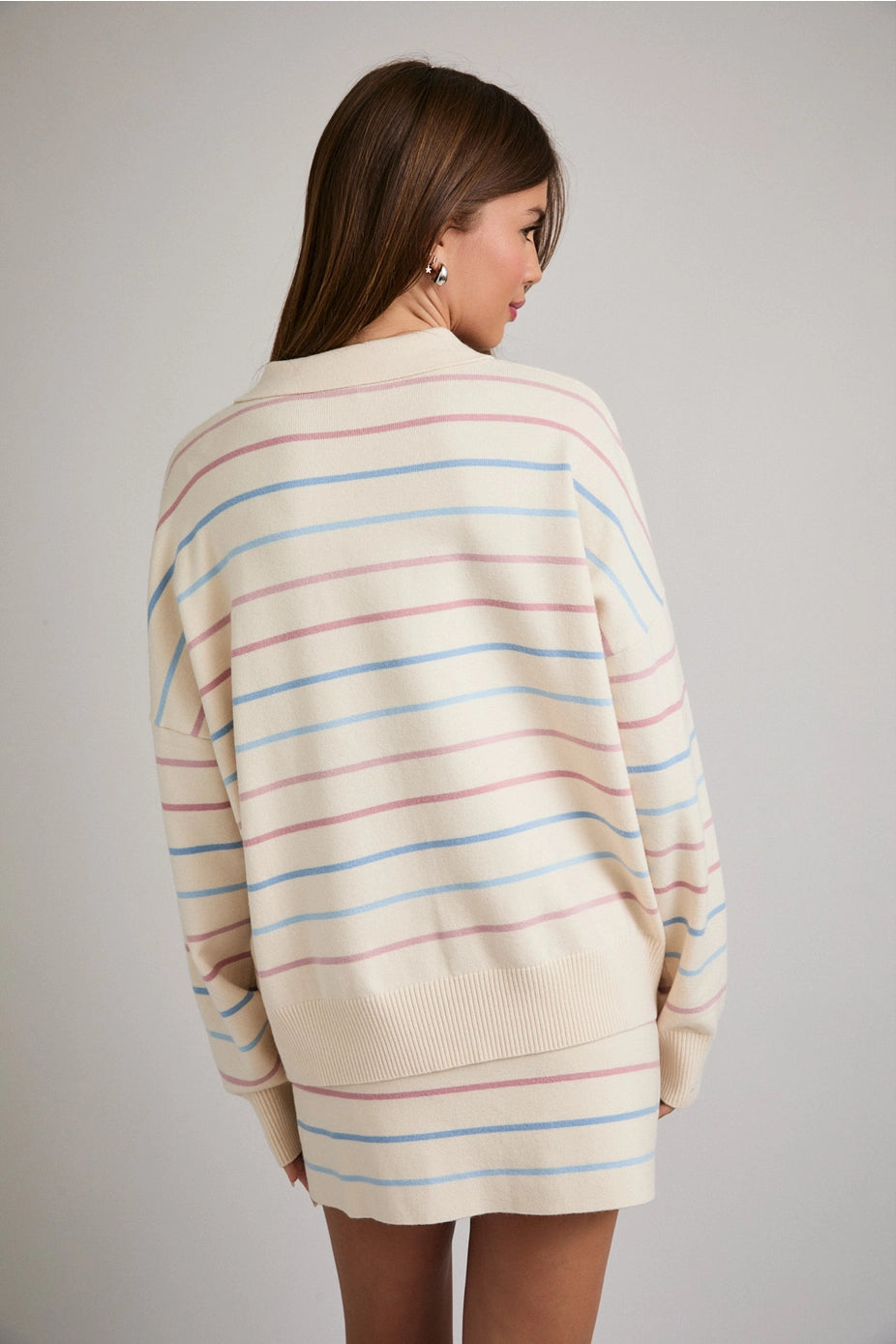 Striped Polo Sweater Set