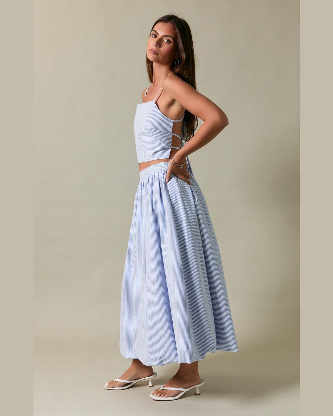 Tie Back Top and Midi Skirt Set