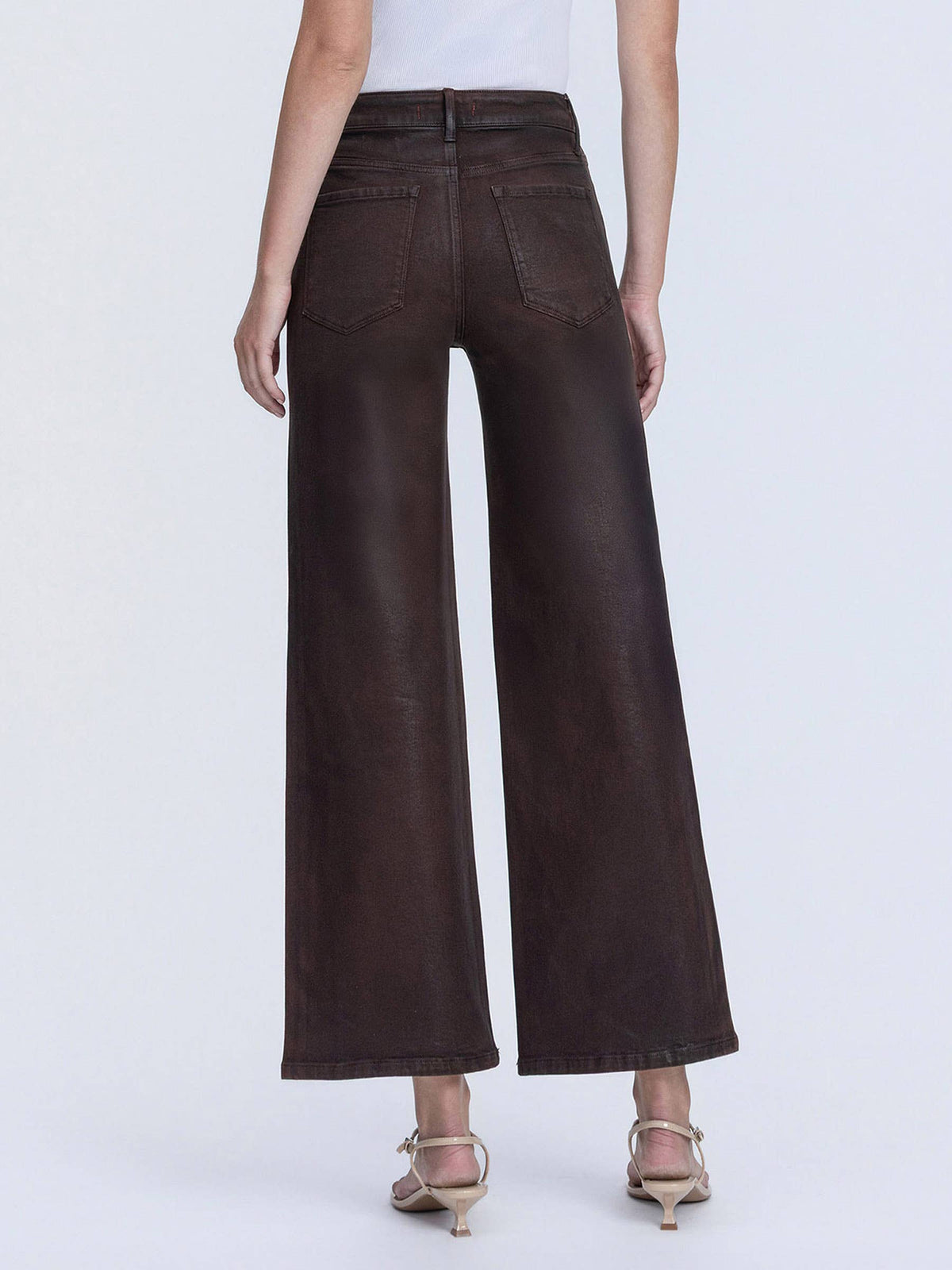 COFFEE COATED WIDE LEG JEANS