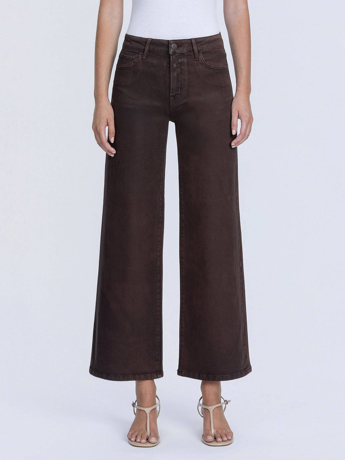 COFFEE COATED WIDE LEG JEANS
