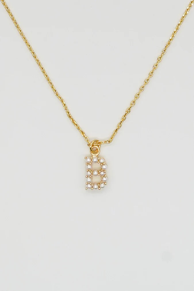 Dainty Pearl Initial Necklace