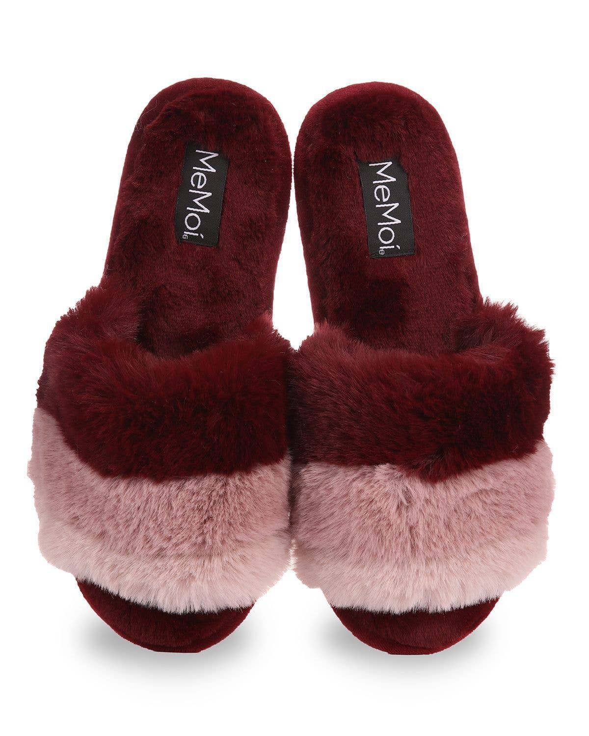Burgundy Stripe Slippers