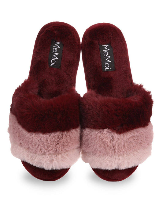 Burgundy Stripe Slippers