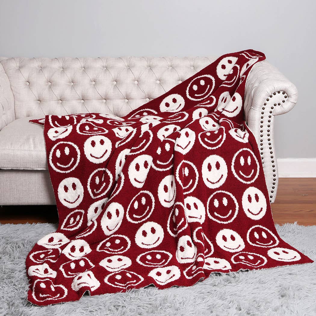 Burgundy Smiley Blanket