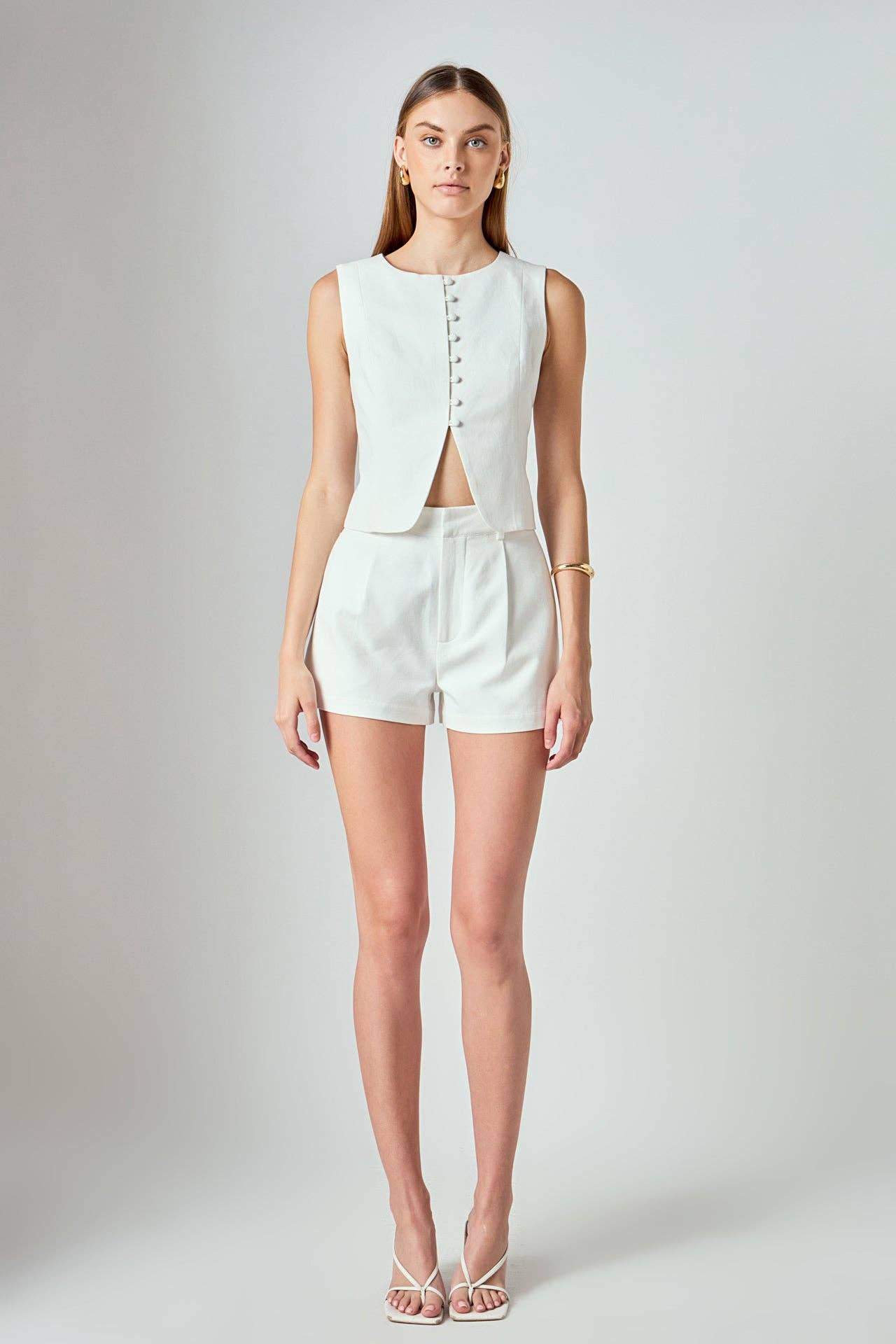 Linen Pintucked Shorts