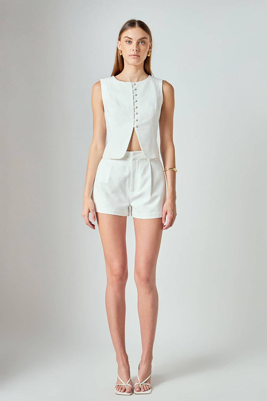 Linen Pintucked Shorts