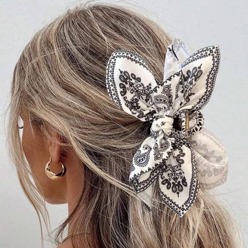 Boho Paisley Hair Bow Clip