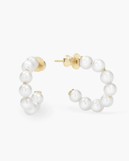 Life's A Ball Pearl Baby Hoops