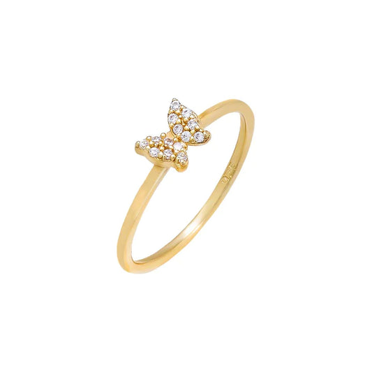 Dainty Butterfly Pave Ring